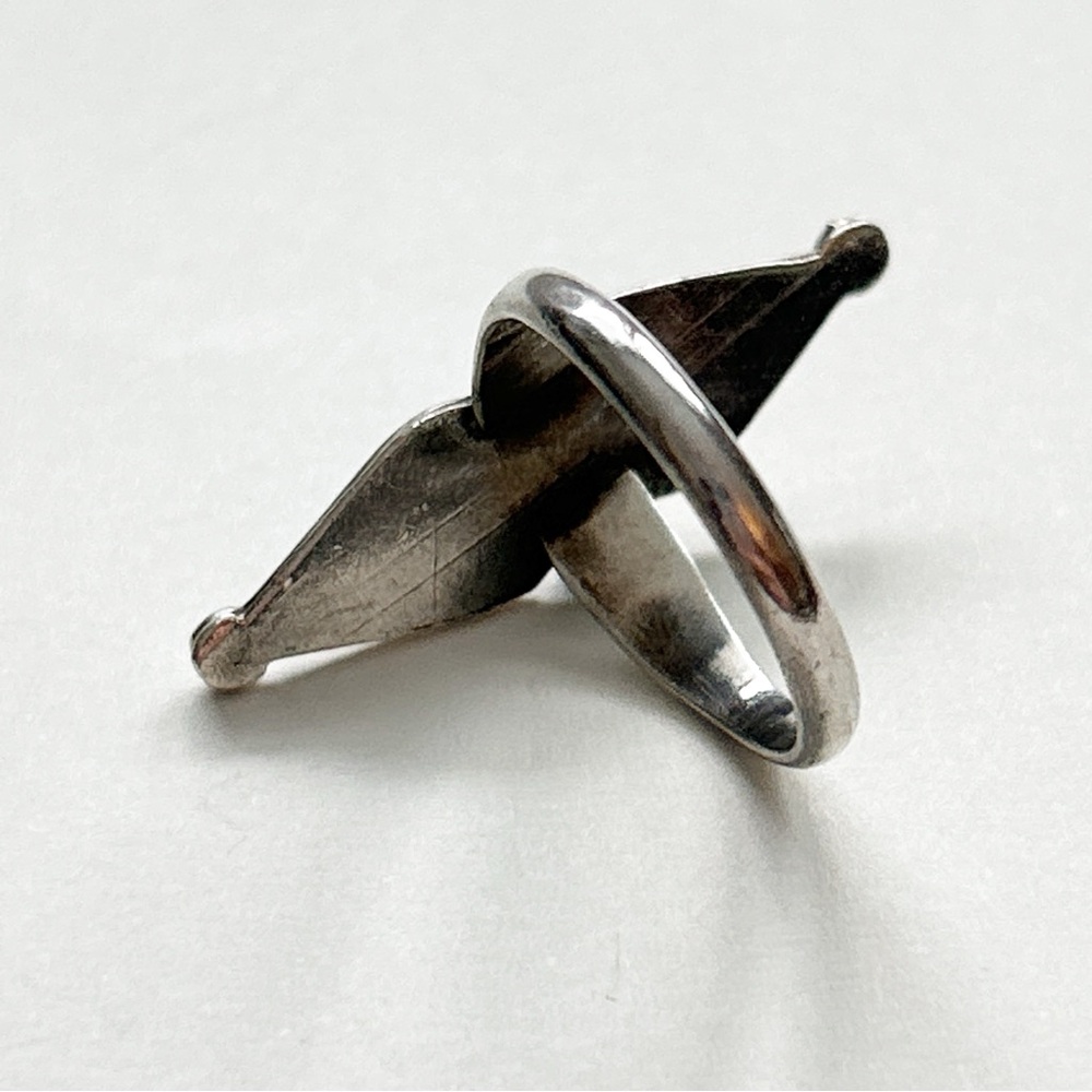 Vintage Southwestern Double Turquoise Snake Eye Sterling Silver Ring - Picture 6 of 10
